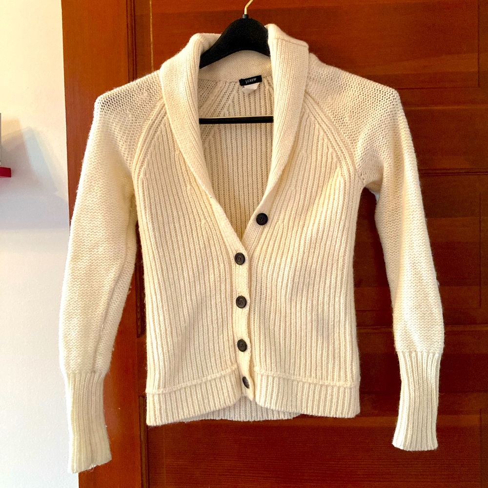 JCrew Cream Wool Button Sweater size XS